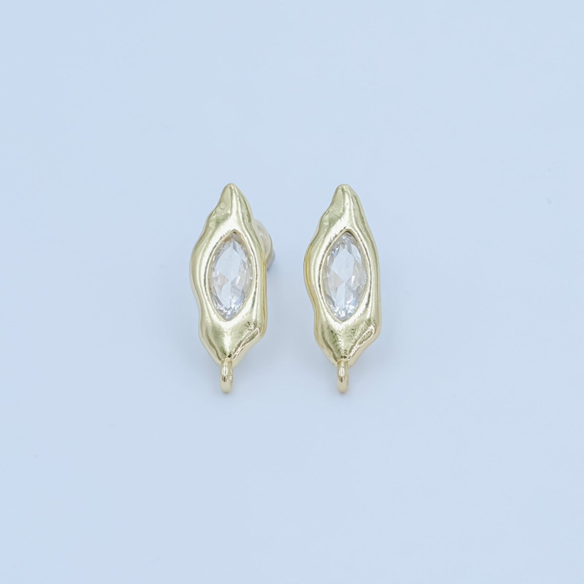 24K Gold Filled Marquise CZ Molten Drop Stud Earring Findings | Z1134 - DLUXCA