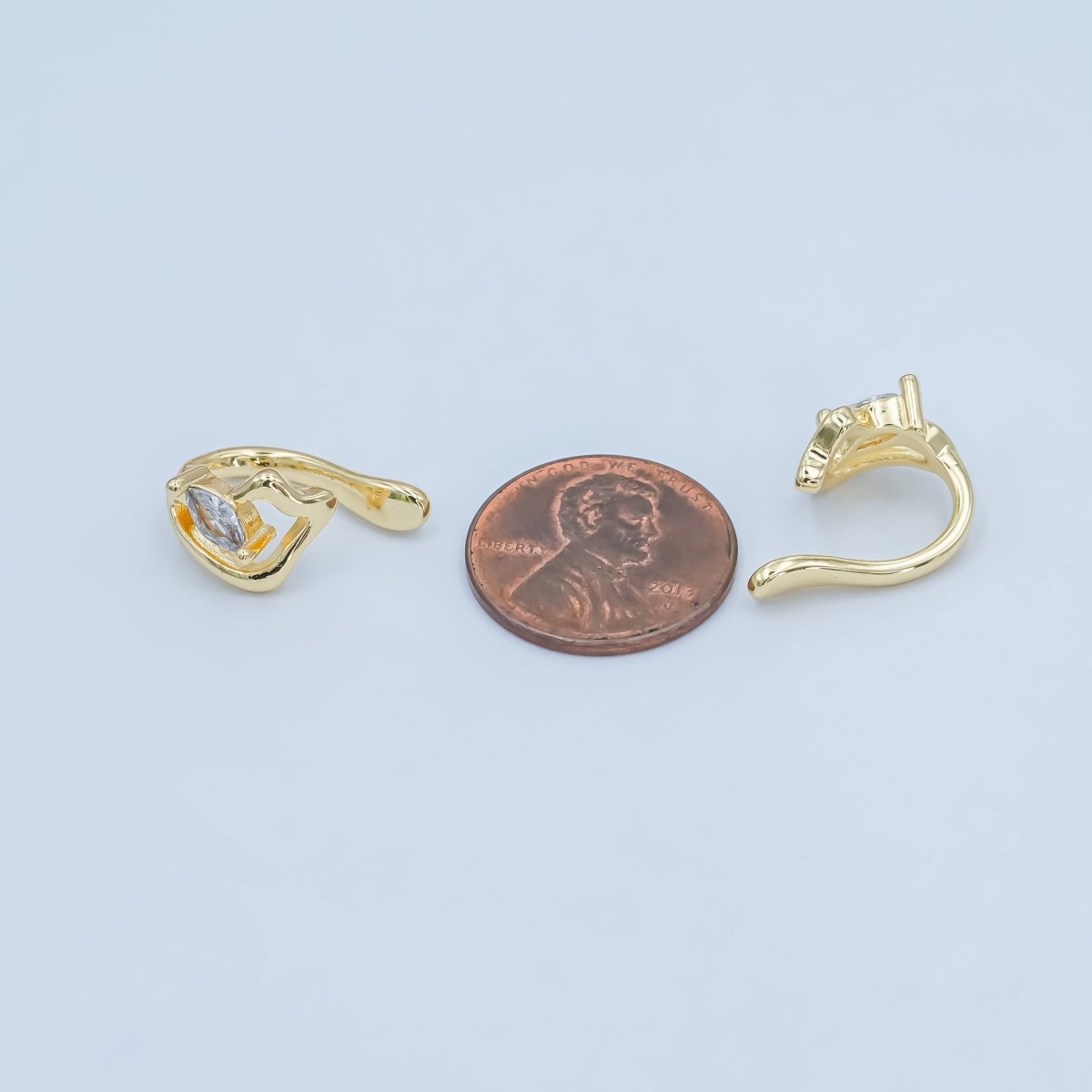 24K Gold Filled Marquise CZ Molten Ear Cuff Earring | AI047 - DLUXCA