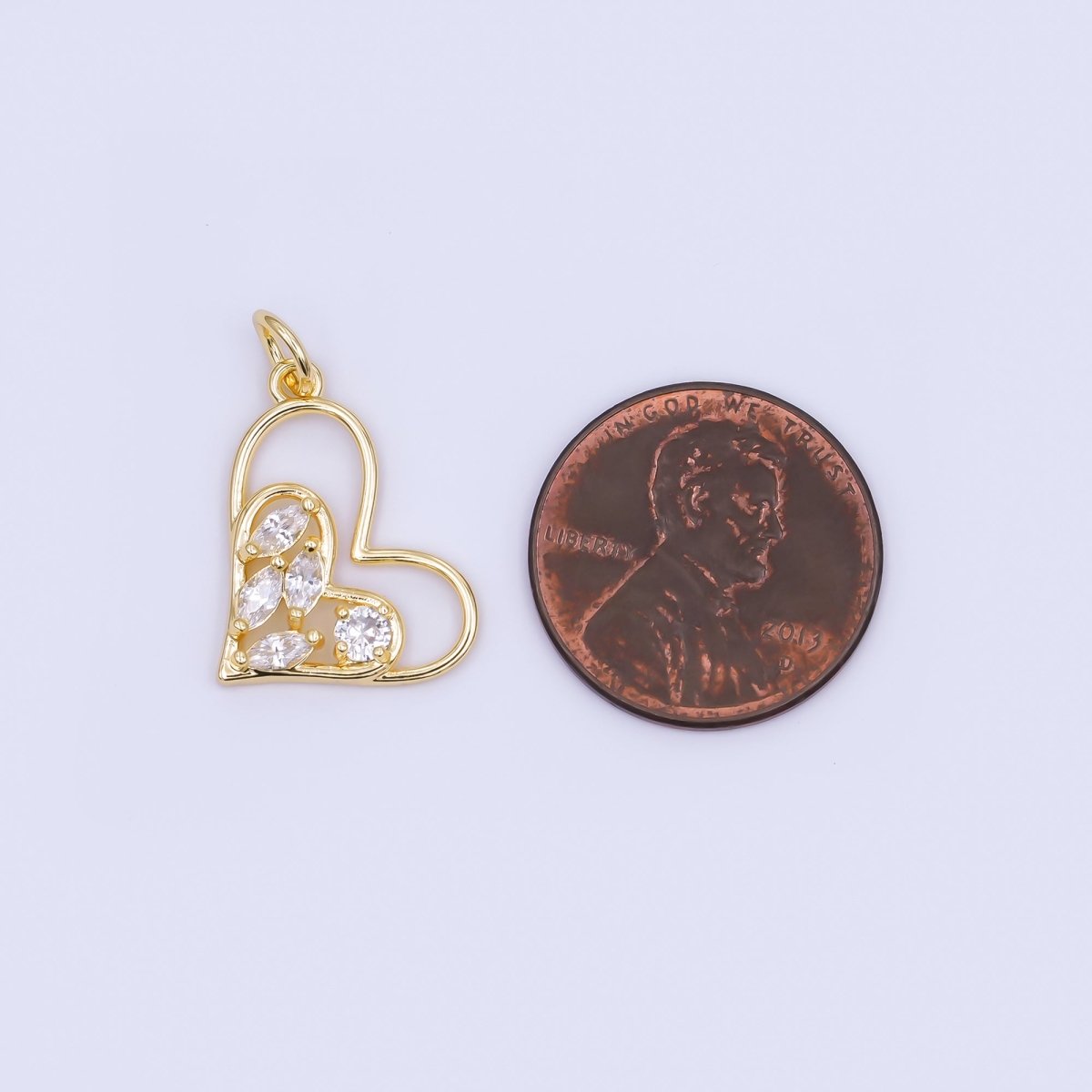 24K Gold Filled Marquise CZ Open Heart Charm | AF468 - DLUXCA