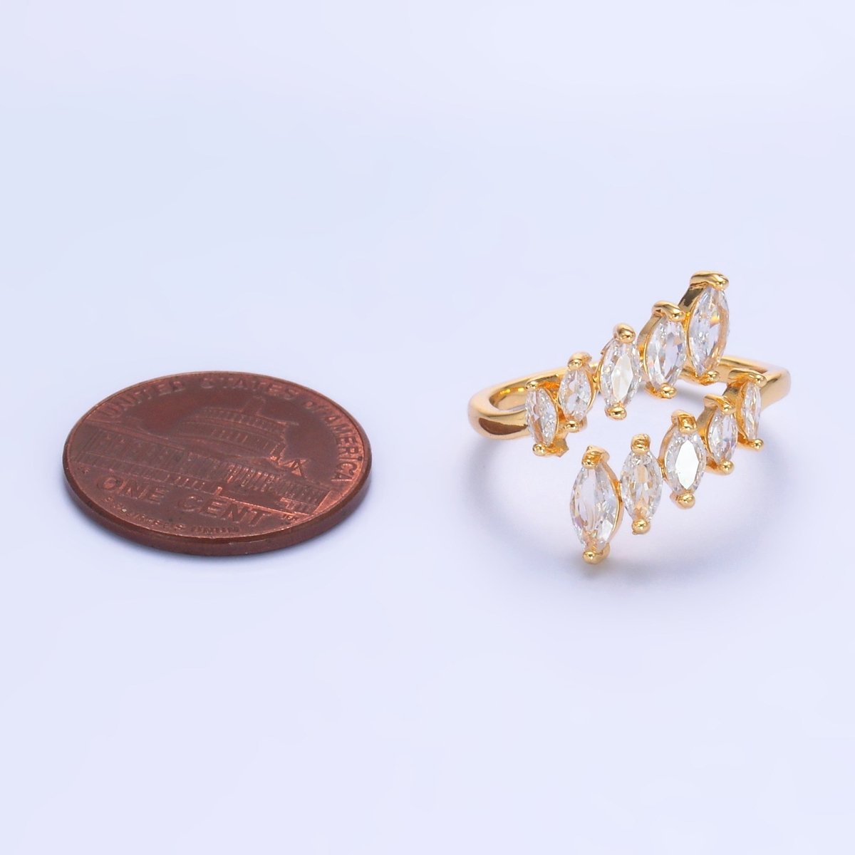24K Gold Filled Marquise CZ Wrap Claw Ring | O551 - DLUXCA