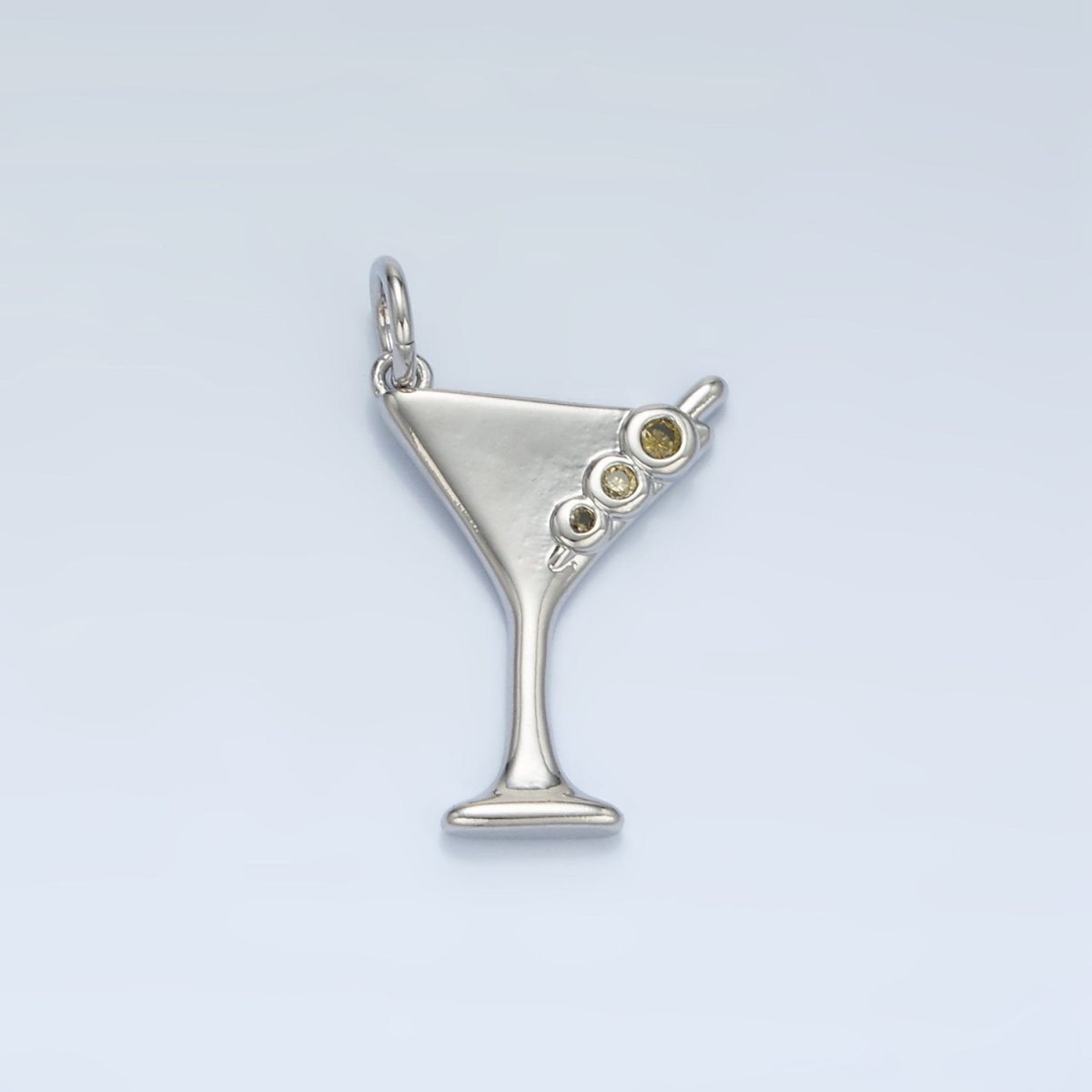 24K Gold Filled Martini Olive Alcohol Drink CZ Mini Charm in Gold & Silver | E311 - DLUXCA