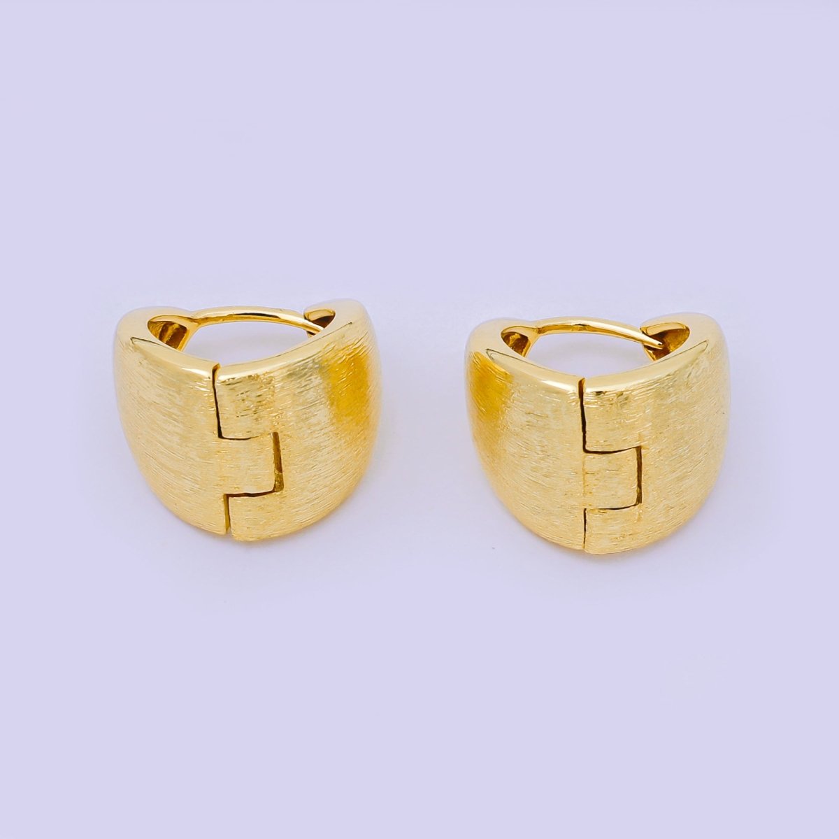 24K Gold Filled Match Tetris Dome Huggie Earrings | AJ - 034 - DLUXCA