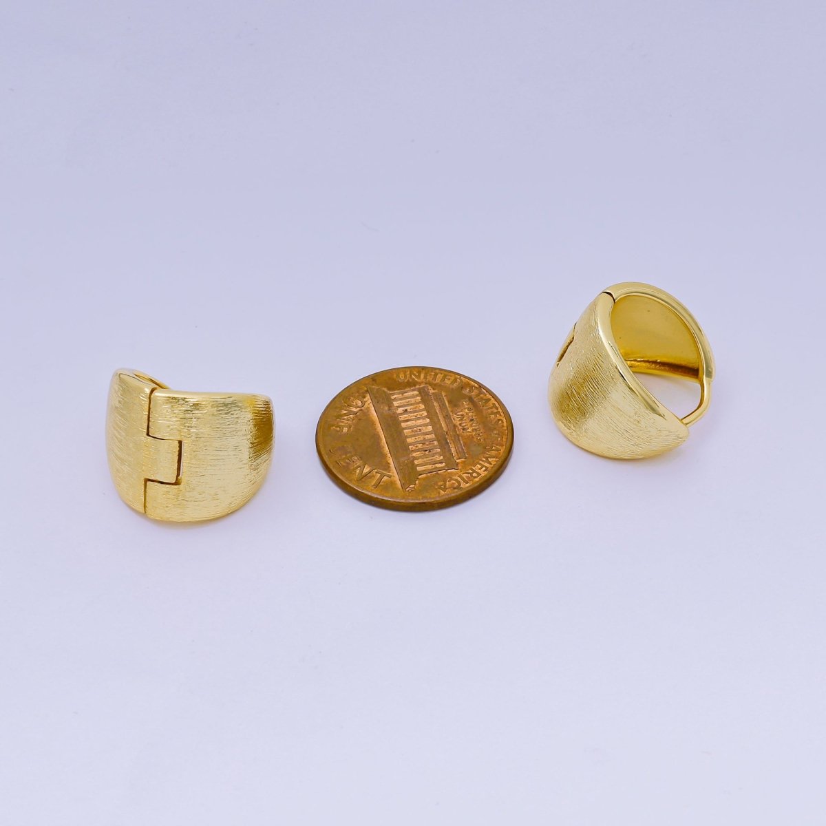 24K Gold Filled Match Tetris Dome Huggie Earrings | AJ - 034 - DLUXCA