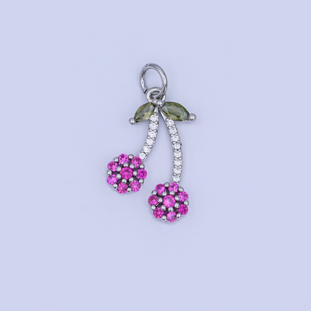 24K Gold Filled Micro Paved Cherry Fruit Charm in Gold & Silver | X113 - DLUXCA