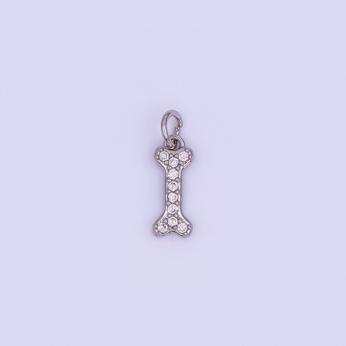 24K Gold Filled Micro Paved CZ Animal Dog Bone Charm in Gold & Silver | N978 - DLUXCA