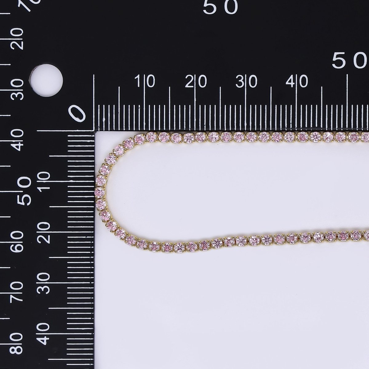 24K Gold Filled Micro Paved CZ Box Clasp Tennis Necklace 17.91 Inch in Pink, Blue, & Green | WA - 3804 - WA - 3807 - DLUXCA