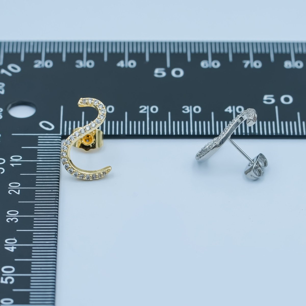 24K Gold Filled Micro Paved CZ Cartilage Stud Earrings Set in Gold & Silver | AE836 AE838 - DLUXCA
