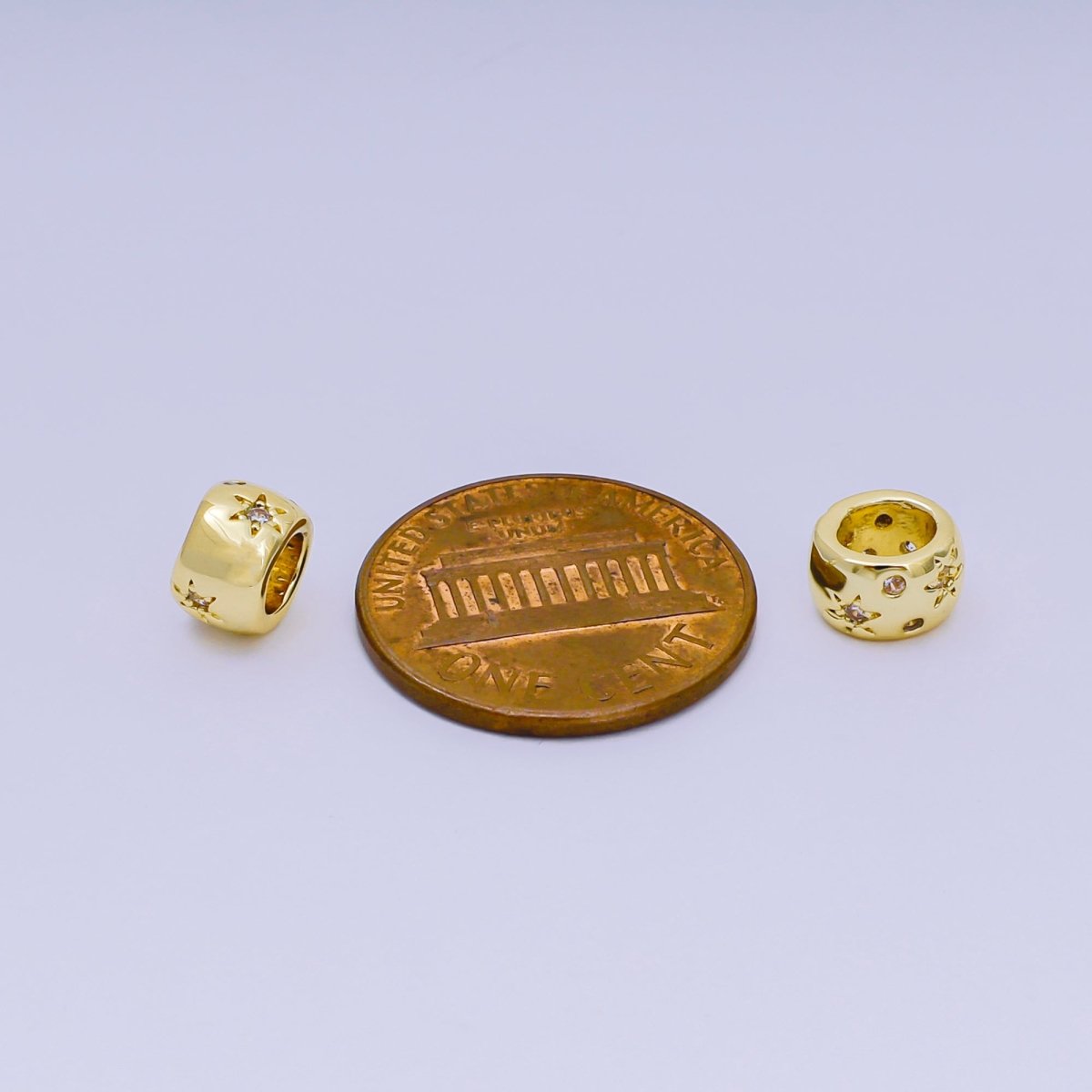 24K Gold Filled Micro Paved CZ Celestial Star Bead Spacer | B - 038 - DLUXCA