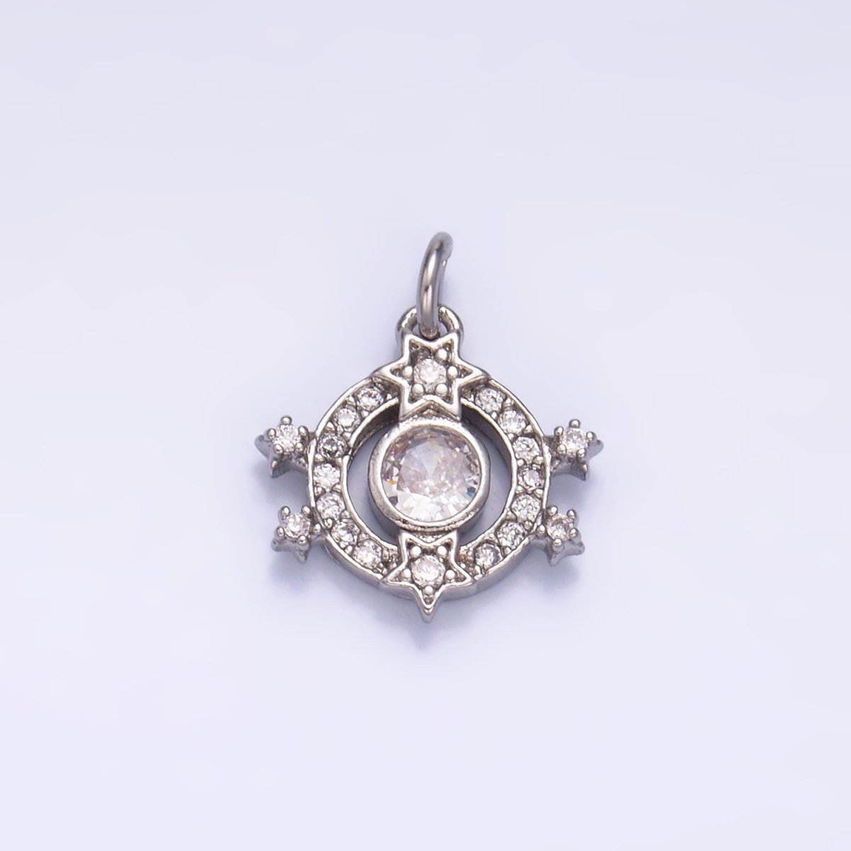 24K Gold Filled Micro Paved CZ Celestial Star Charm in Gold & Silver | W868 - DLUXCA