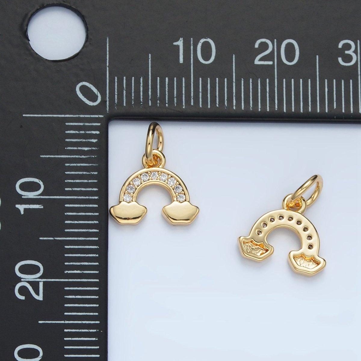 24K Gold Filled Micro Paved CZ Cloudy Rainbow Charm | E850 - DLUXCA