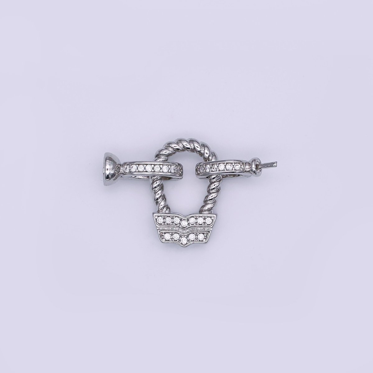 24K Gold Filled Micro Paved CZ Croissant Needle Bead Clasps Closure Findings Set in Gold & Silver | Z1265 - DLUXCA