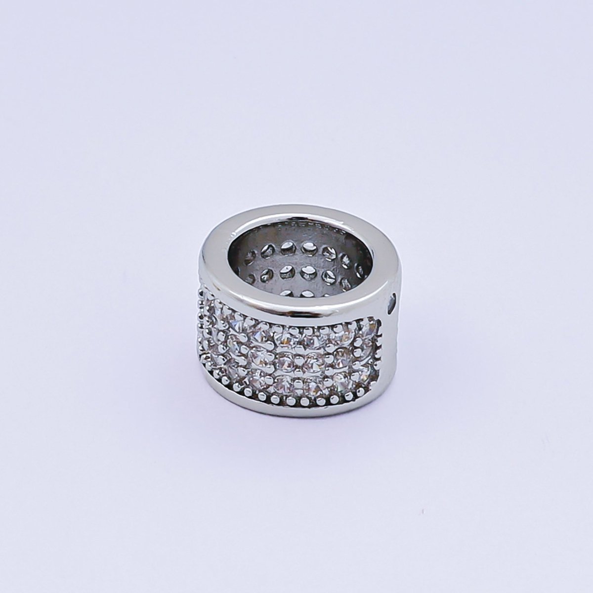24K Gold Filled Micro Paved CZ Cylinder Luxe Barrel Bead Spacer in Silver & Gold | B033 - DLUXCA