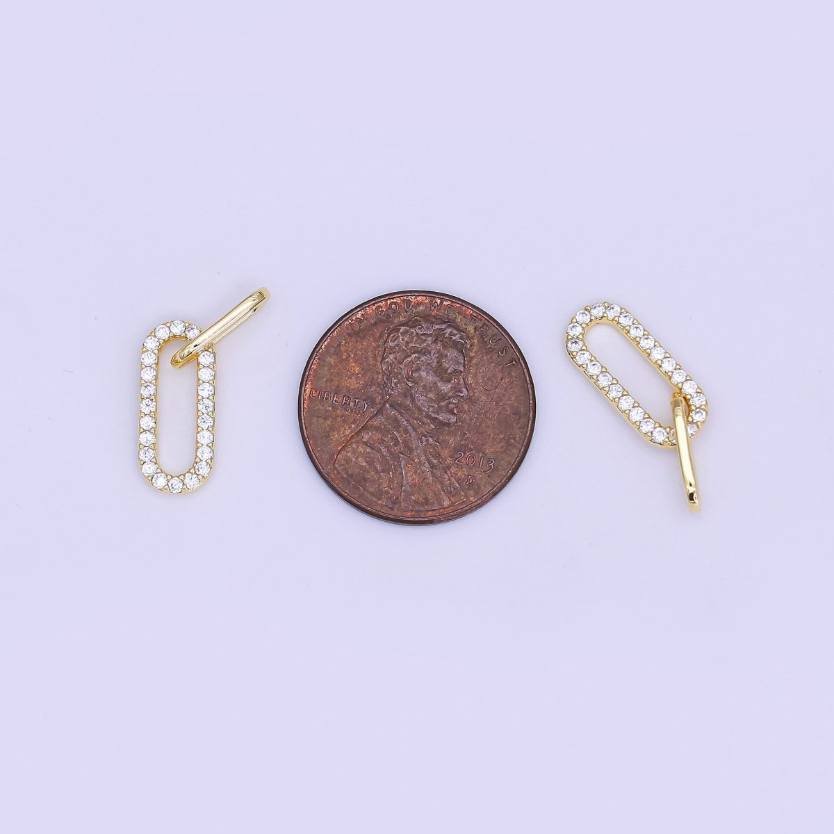 24K Gold Filled Micro Paved CZ Double Paperclip Link Connector Finding | Z1120 - DLUXCA