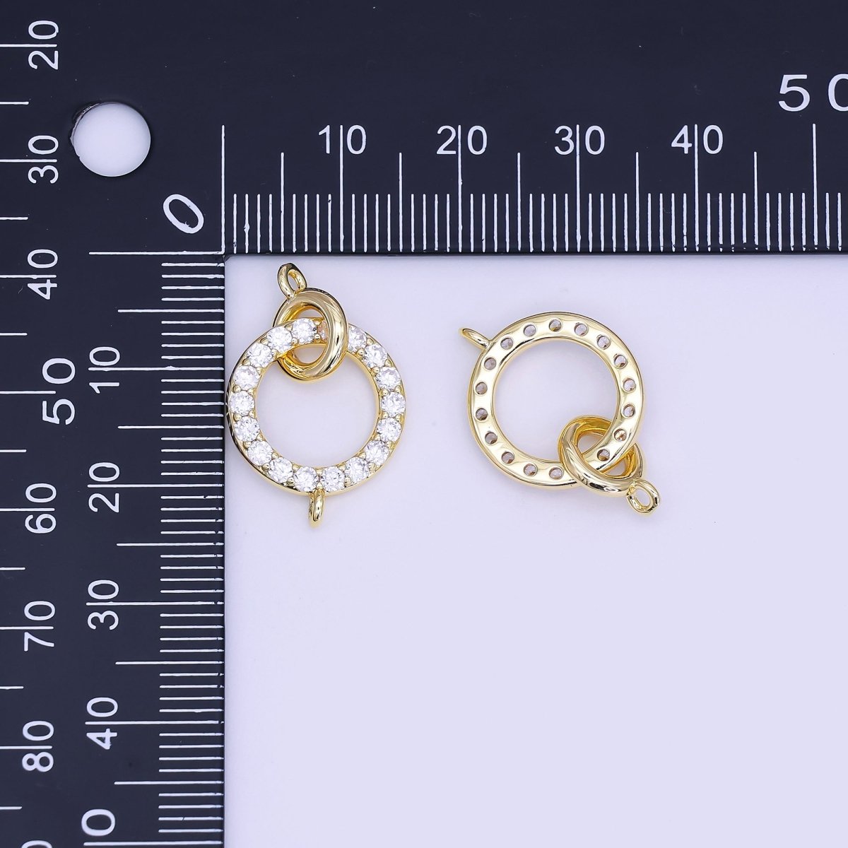 24K Gold Filled Micro Paved CZ Double Rolo Link Connector Finding | Z1119 - DLUXCA