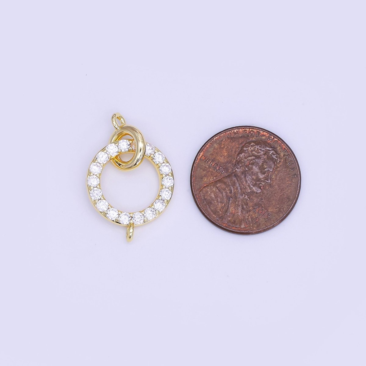 24K Gold Filled Micro Paved CZ Double Rolo Link Connector Finding | Z1119 - DLUXCA