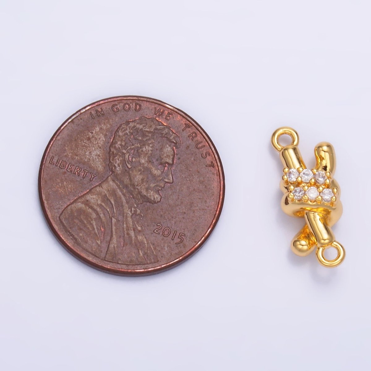 24K Gold Filled Micro Paved CZ Double Tube Bar Knot Connector in Gold & Silver | Y005 - DLUXCA