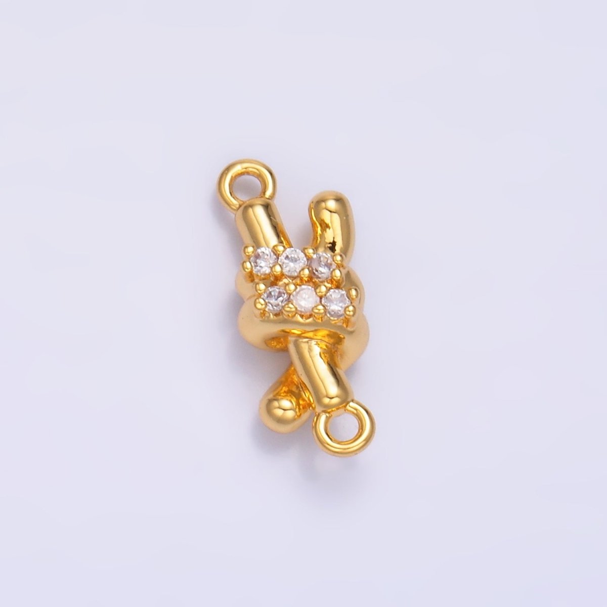 24K Gold Filled Micro Paved CZ Double Tube Bar Knot Connector in Gold & Silver | Y005 - DLUXCA