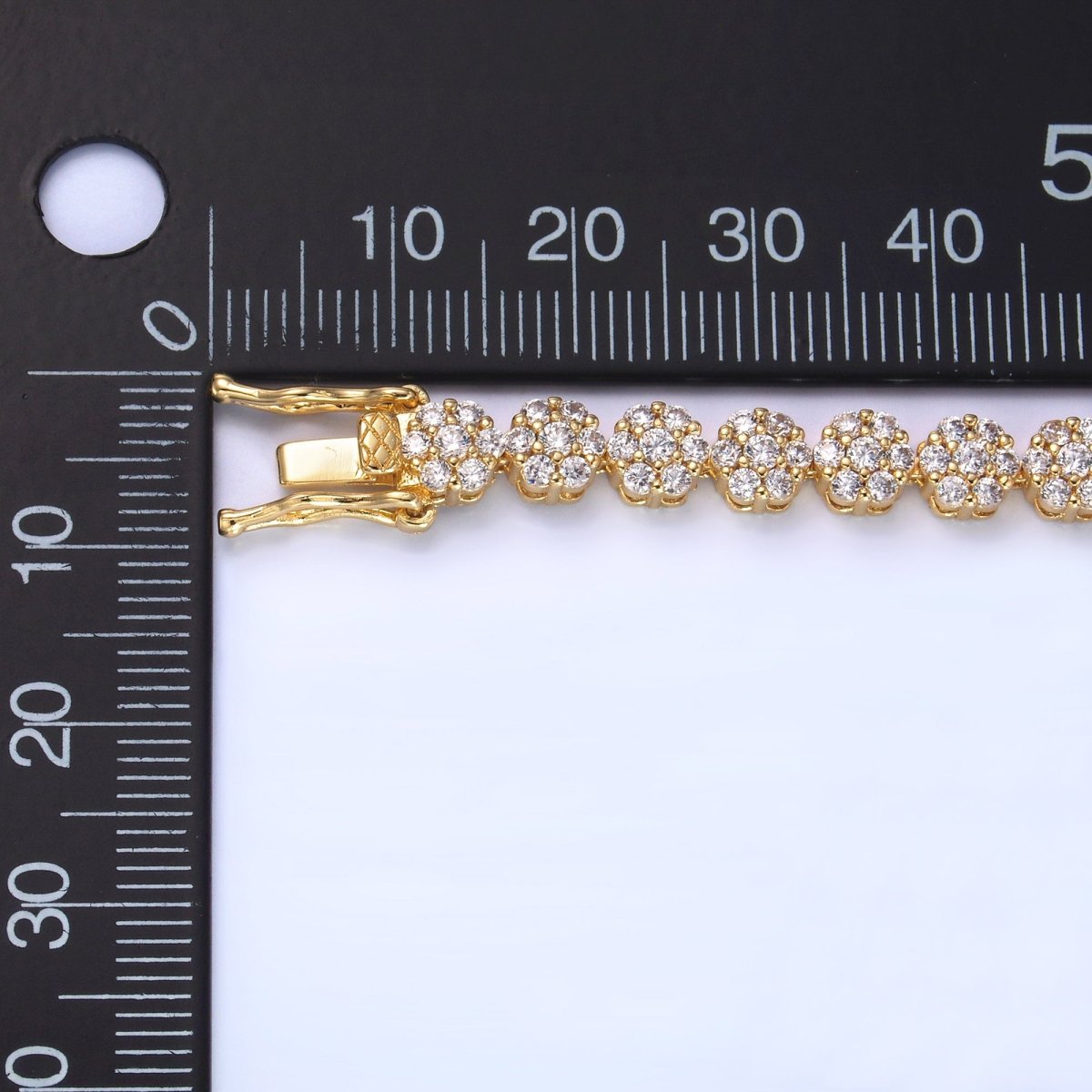 24K Gold Filled Micro Paved CZ Flower Tennis Chain Bracelet in Gold & Silver | WA - 3038 WA - 3039 - DLUXCA