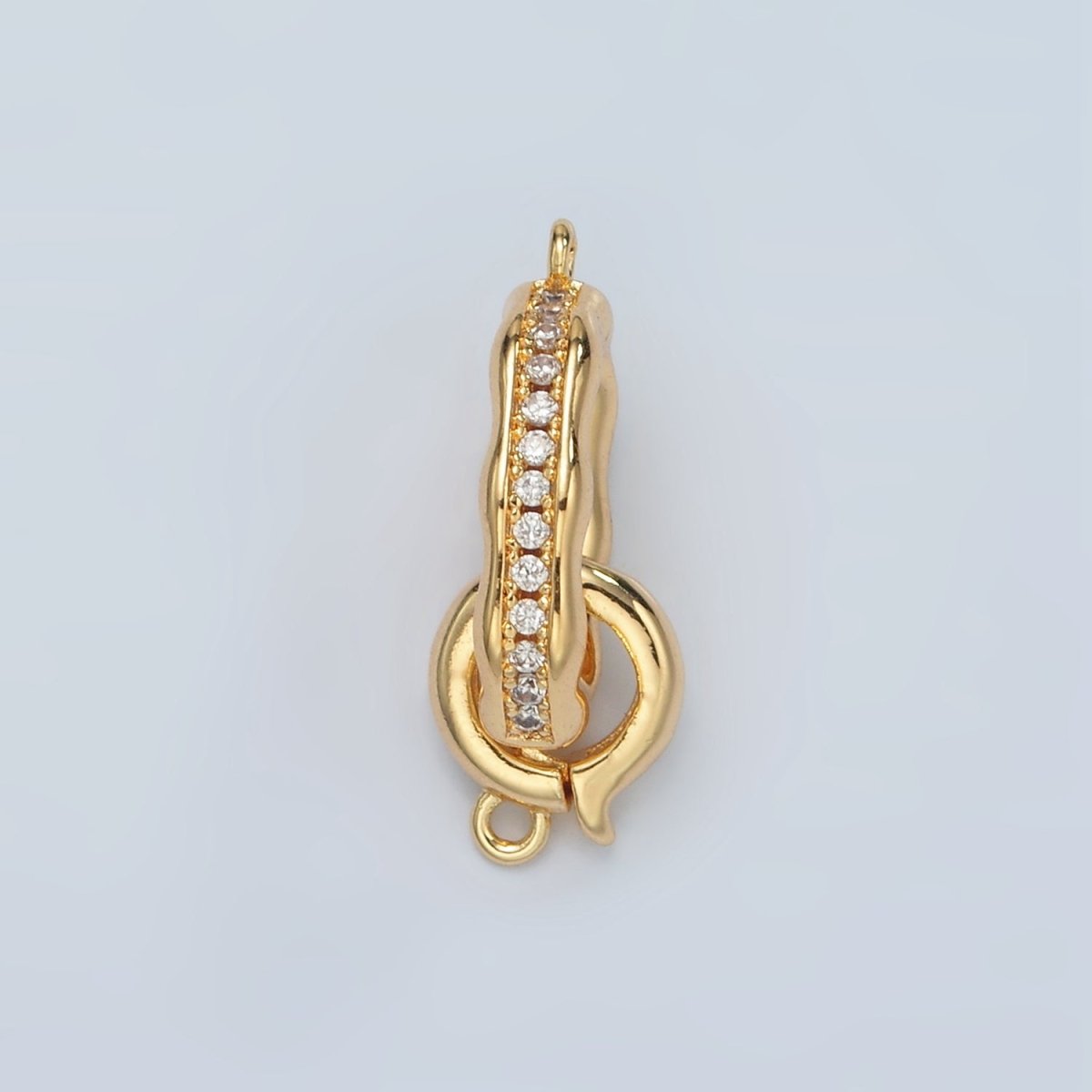 24K Gold Filled Micro Paved CZ Hammered Snap Latch Findings Set | L002 - DLUXCA