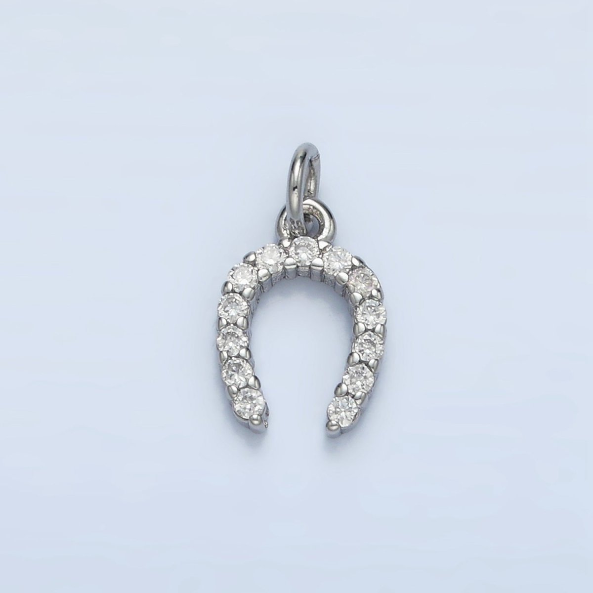 24K Gold Filled Micro Paved CZ Horseshoe Mini Charm in Gold & Silver | X591 - DLUXCA