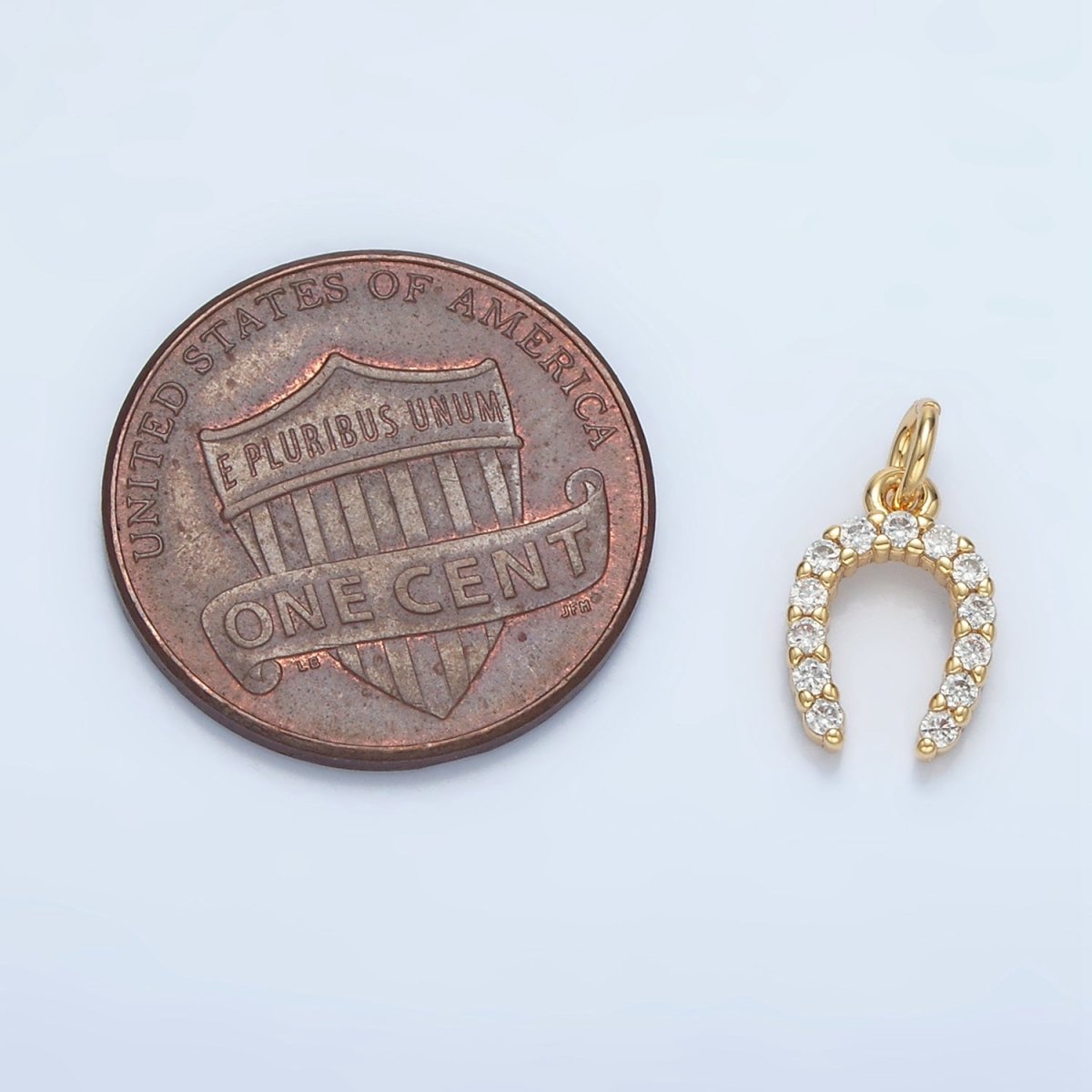 24K Gold Filled Micro Paved CZ Horseshoe Mini Charm in Gold & Silver | X591 - DLUXCA
