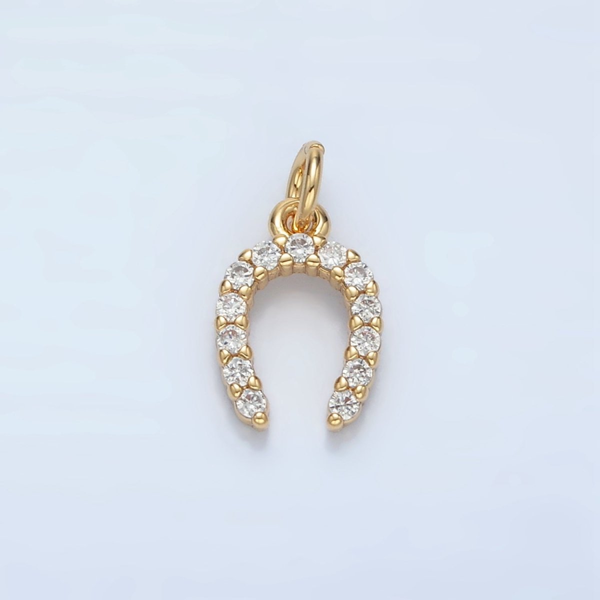 24K Gold Filled Micro Paved CZ Horseshoe Mini Charm in Gold & Silver | X591 - DLUXCA