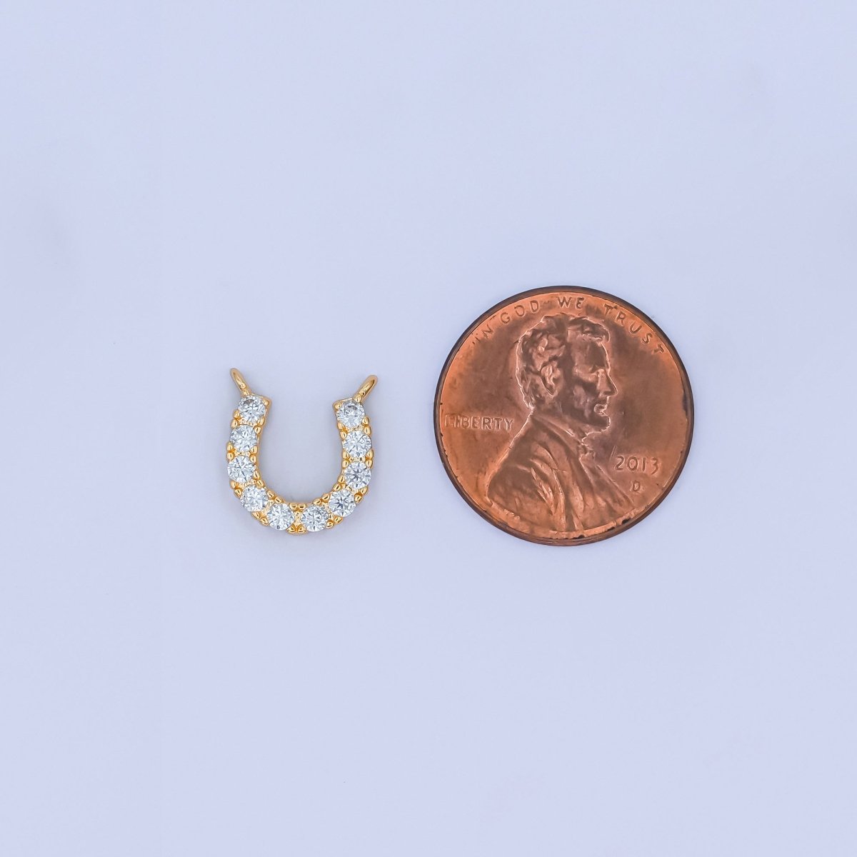 24K Gold Filled Micro Paved CZ Horseshoe Mini Connector in Gold & Silver | Y010 Y023 - DLUXCA