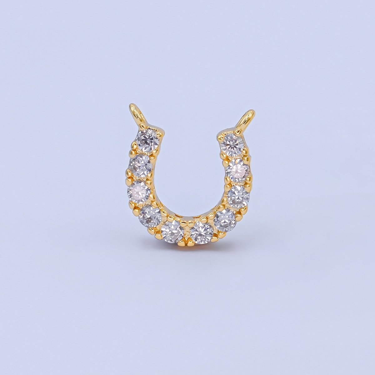 24K Gold Filled Micro Paved CZ Horseshoe Mini Connector in Gold & Silver | Y010 Y023 - DLUXCA