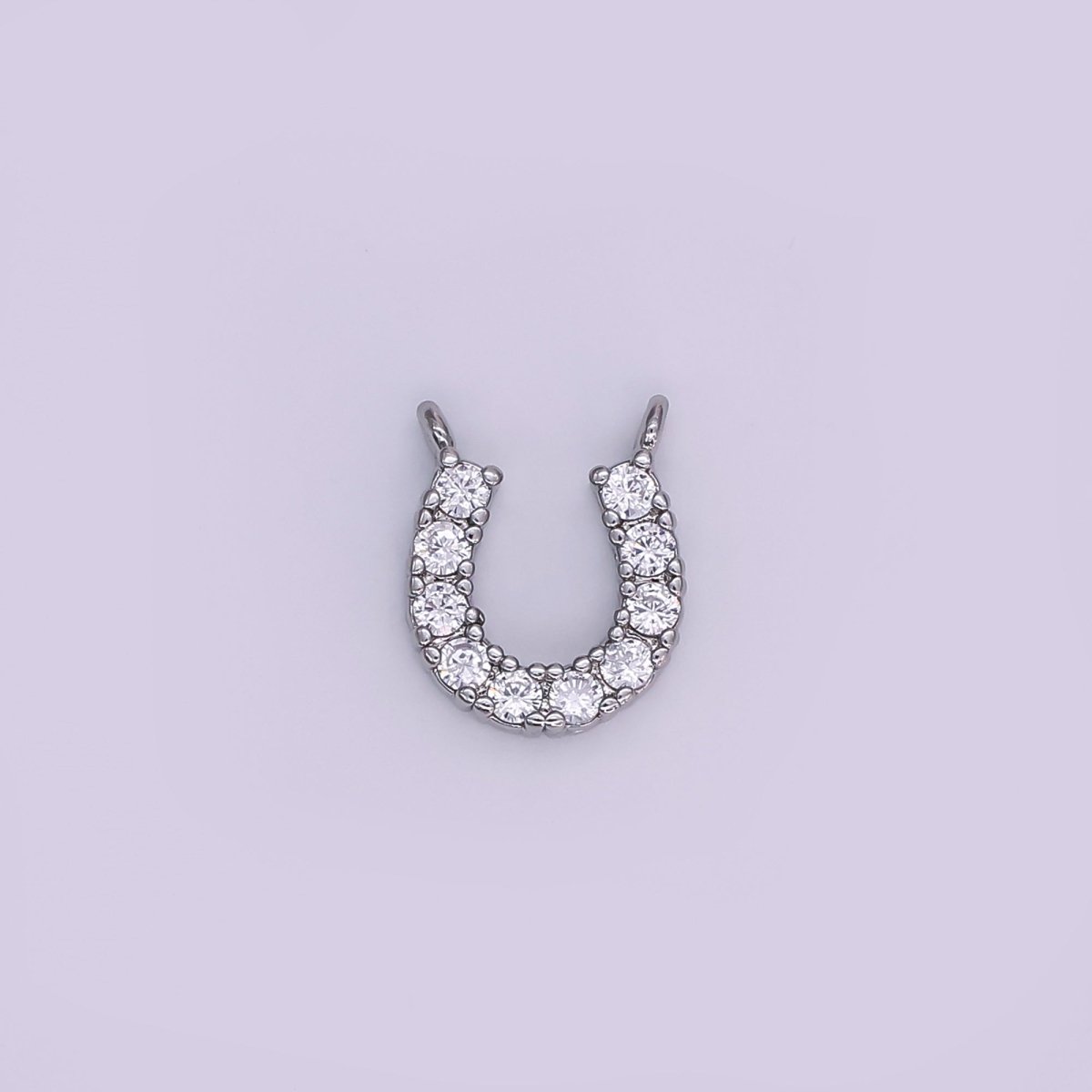 24K Gold Filled Micro Paved CZ Horseshoe Mini Connector in Gold & Silver | Y010 Y023 - DLUXCA