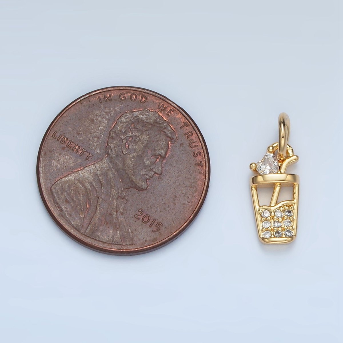 24K Gold Filled Micro Paved CZ Iced Drink Charm | E914 - DLUXCA