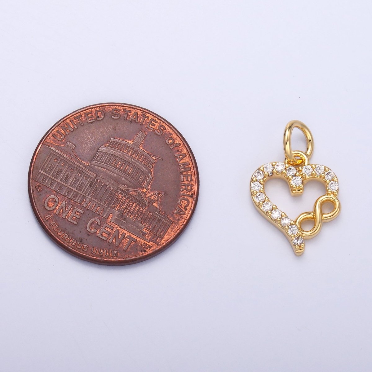 24K Gold Filled Micro Paved CZ Infinite Heart Charm in Gold & Silver | N023 - DLUXCA