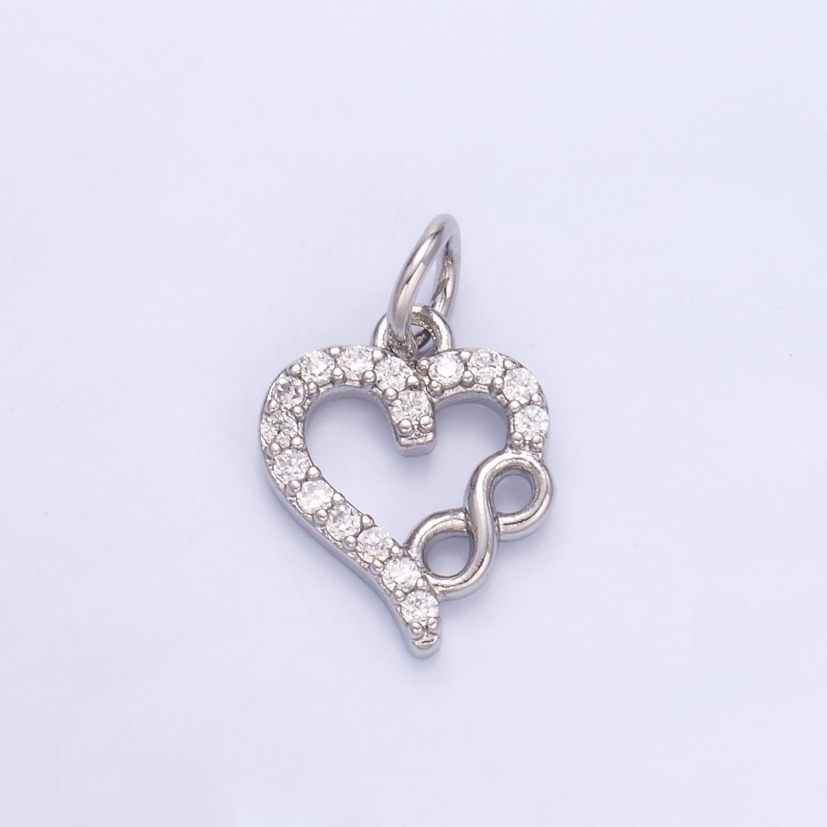 24K Gold Filled Micro Paved CZ Infinite Heart Charm in Gold & Silver | N023 - DLUXCA