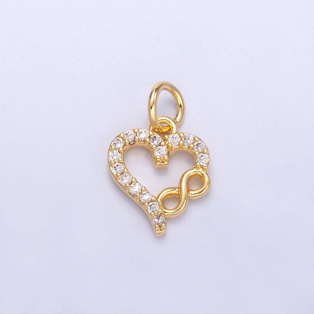 24K Gold Filled Micro Paved CZ Infinite Heart Charm in Gold & Silver | N023 - DLUXCA