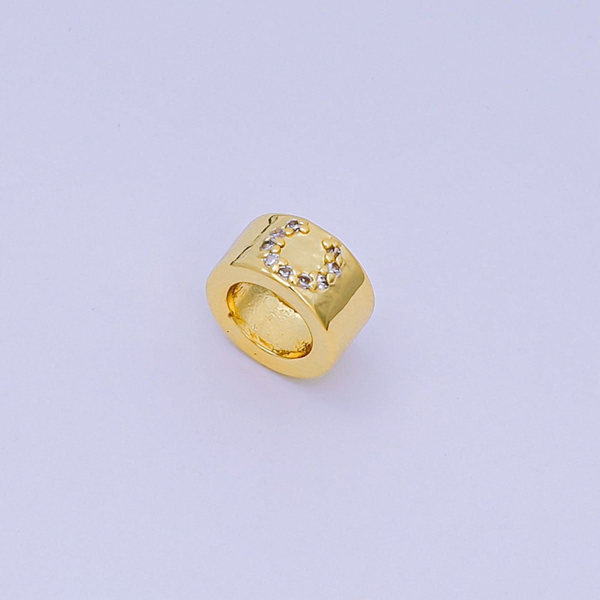 24K Gold Filled Micro Paved CZ Initial Letter Alphabet Rondelle 9mm Bead Spacer | AF - 053 - AF - 065 - DLUXCA