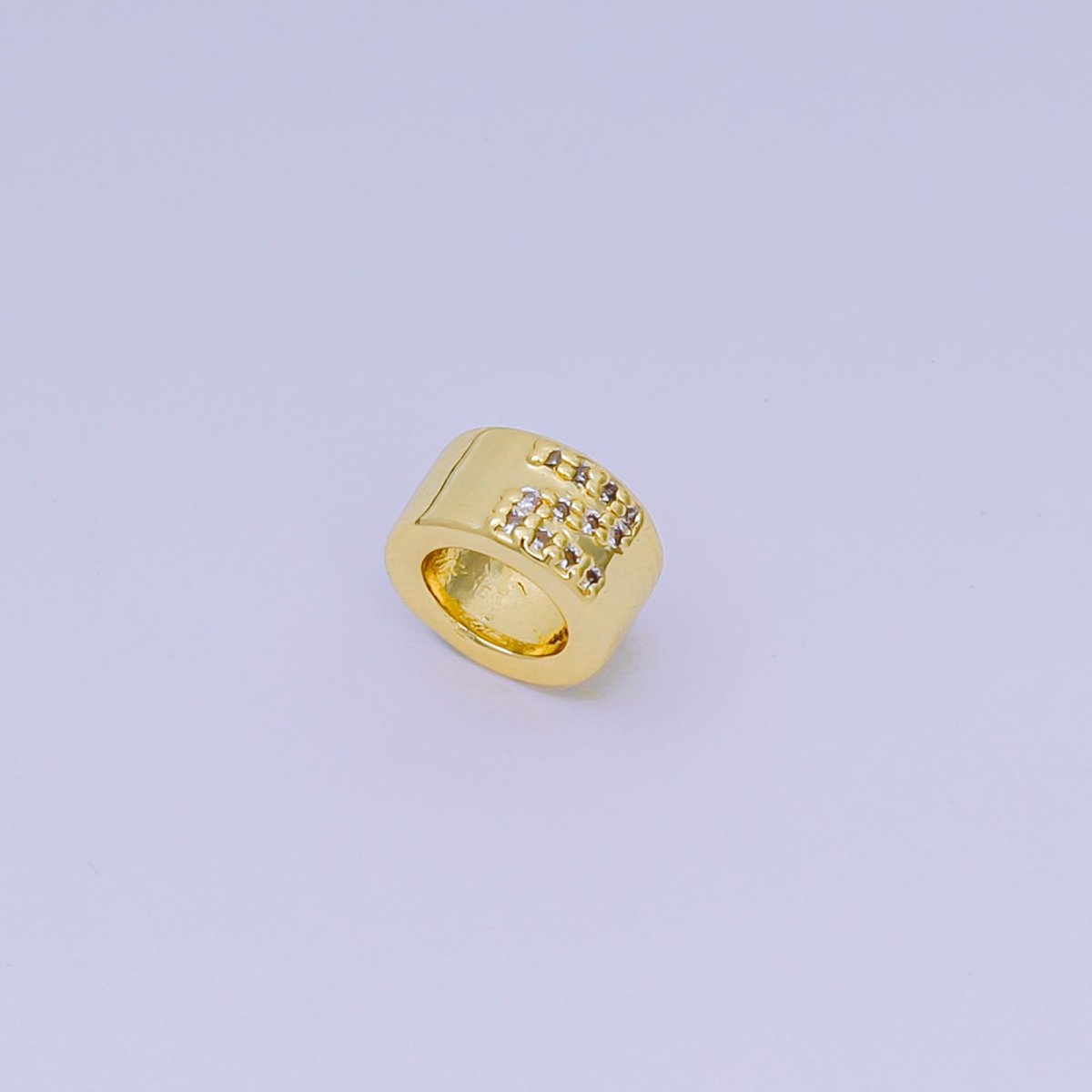 24K Gold Filled Micro Paved CZ Initial Letter Alphabet Rondelle 9mm Bead Spacer | AF - 053 - AF - 065 - DLUXCA