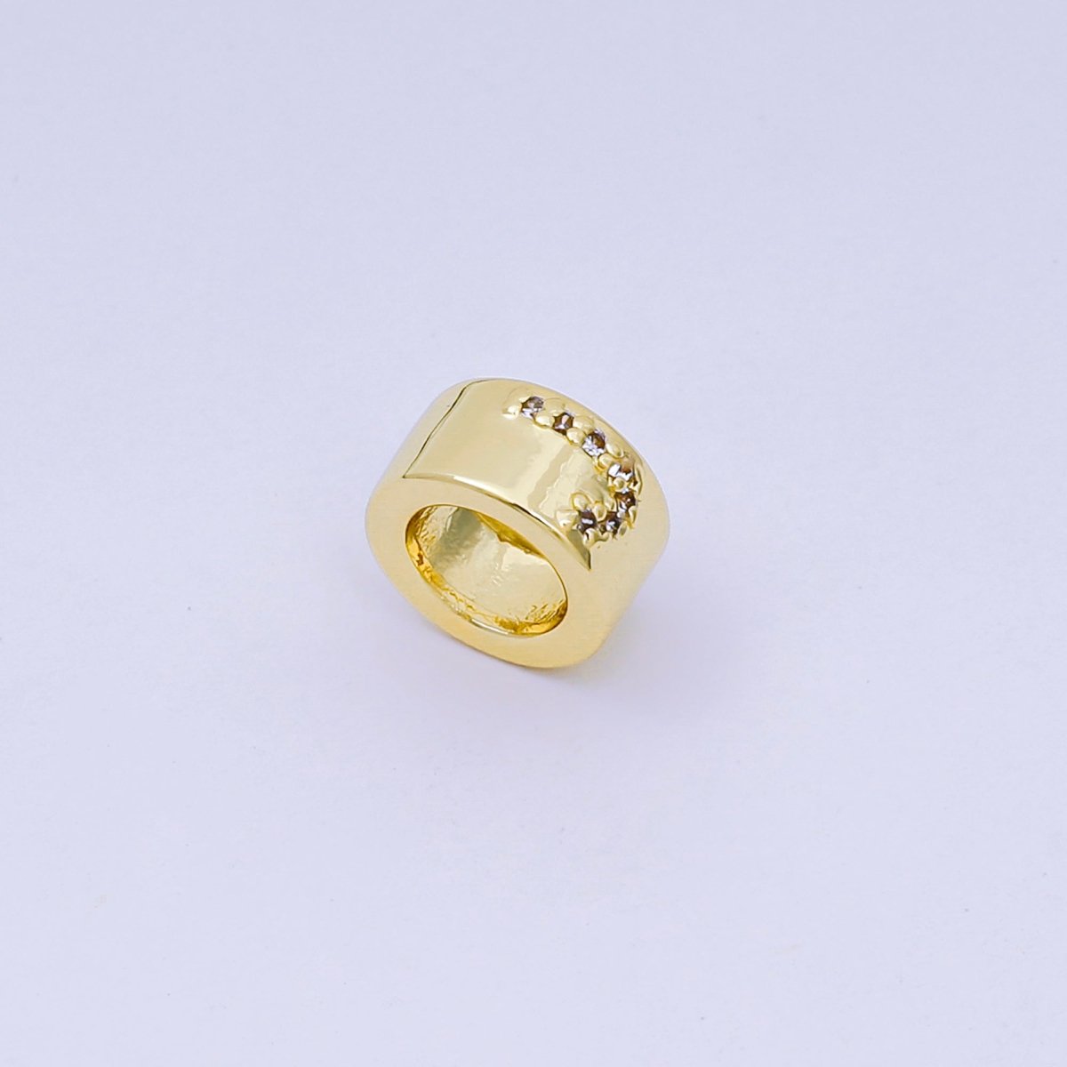 24K Gold Filled Micro Paved CZ Initial Letter Alphabet Rondelle 9mm Bead Spacer | AF - 053 - AF - 065 - DLUXCA