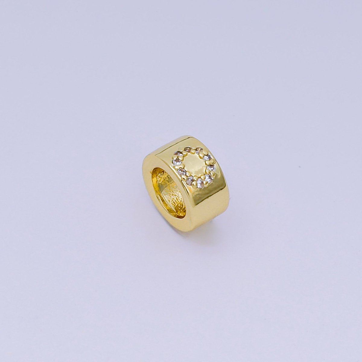 24K Gold Filled Micro Paved CZ Initial Letter Alphabet Rondelle 9mm Bead Spacer | AF - 053 - AF - 065 - DLUXCA
