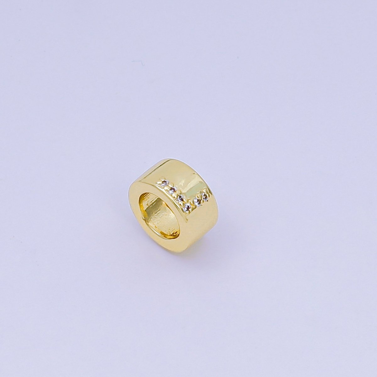 24K Gold Filled Micro Paved CZ Initial Letter Alphabet Rondelle 9mm Bead Spacer | AF - 053 - AF - 065 - DLUXCA