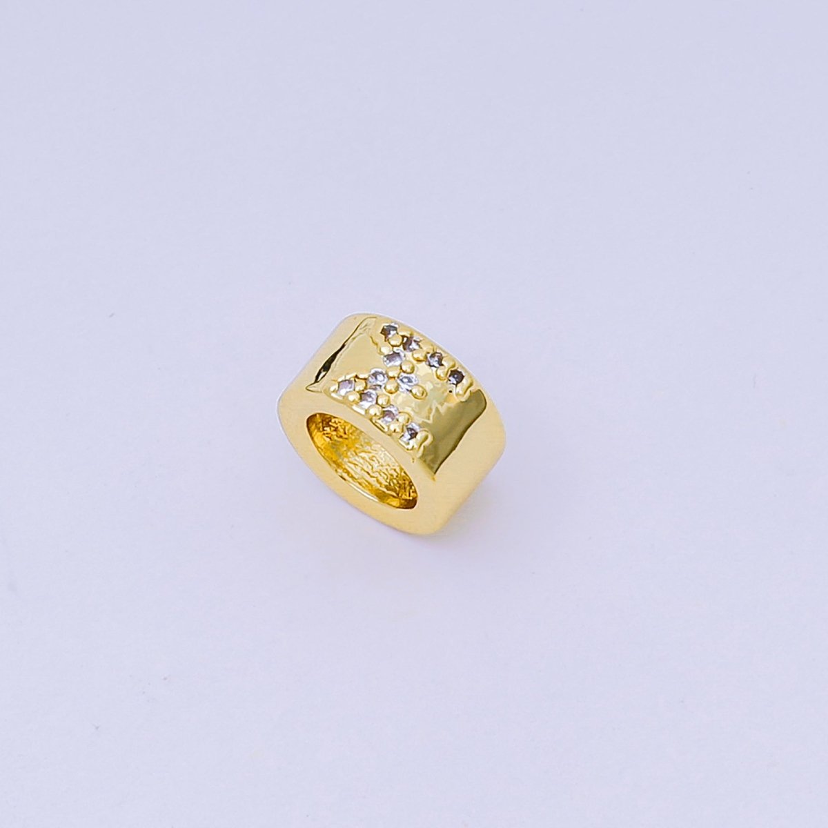 24K Gold Filled Micro Paved CZ Initial Letter Alphabet Rondelle 9mm Bead Spacer | AF - 053 - AF - 065 - DLUXCA