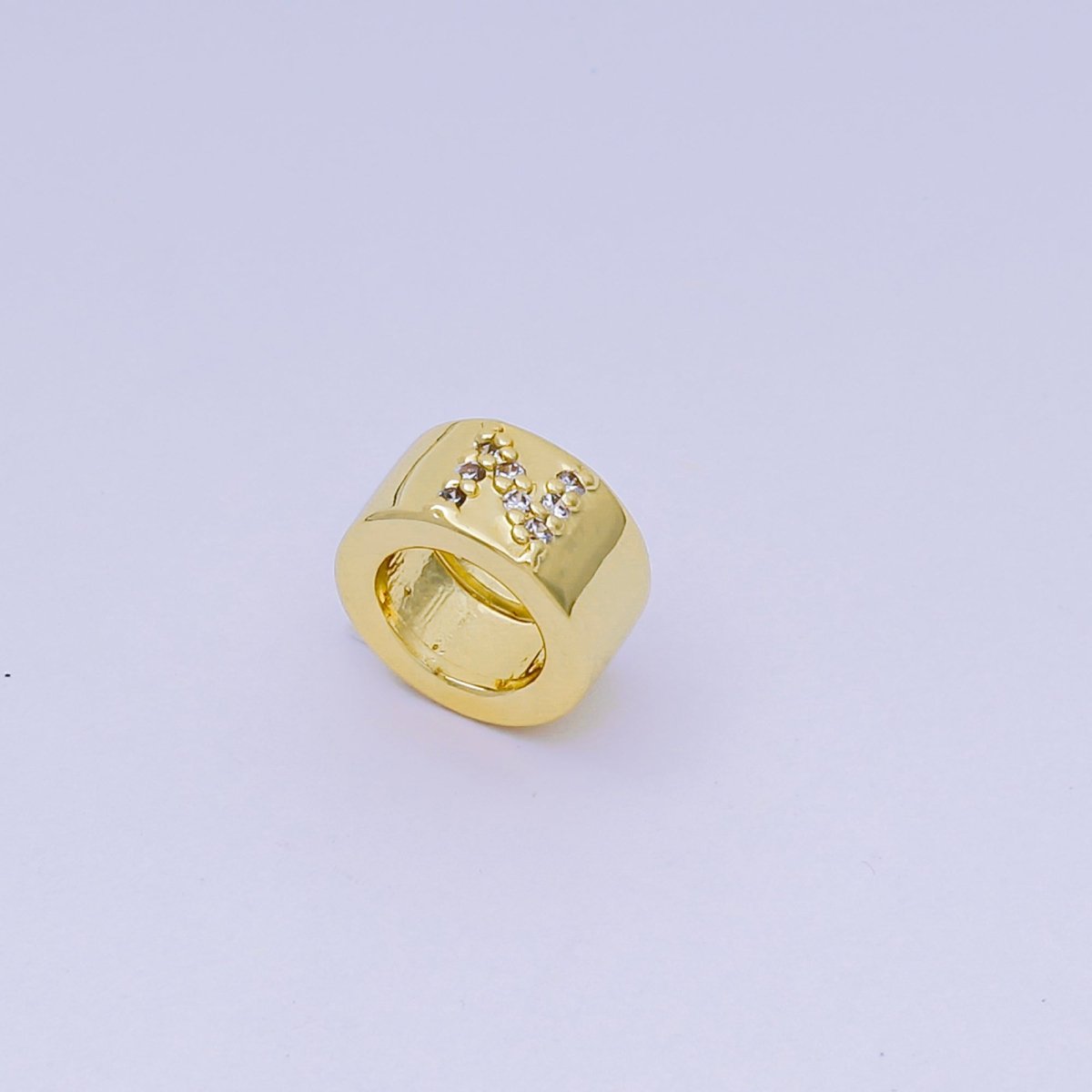 24K Gold Filled Micro Paved CZ Initial Letter Alphabet Rondelle 9mm Bead Spacer | AF - 053 - AF - 065 - DLUXCA