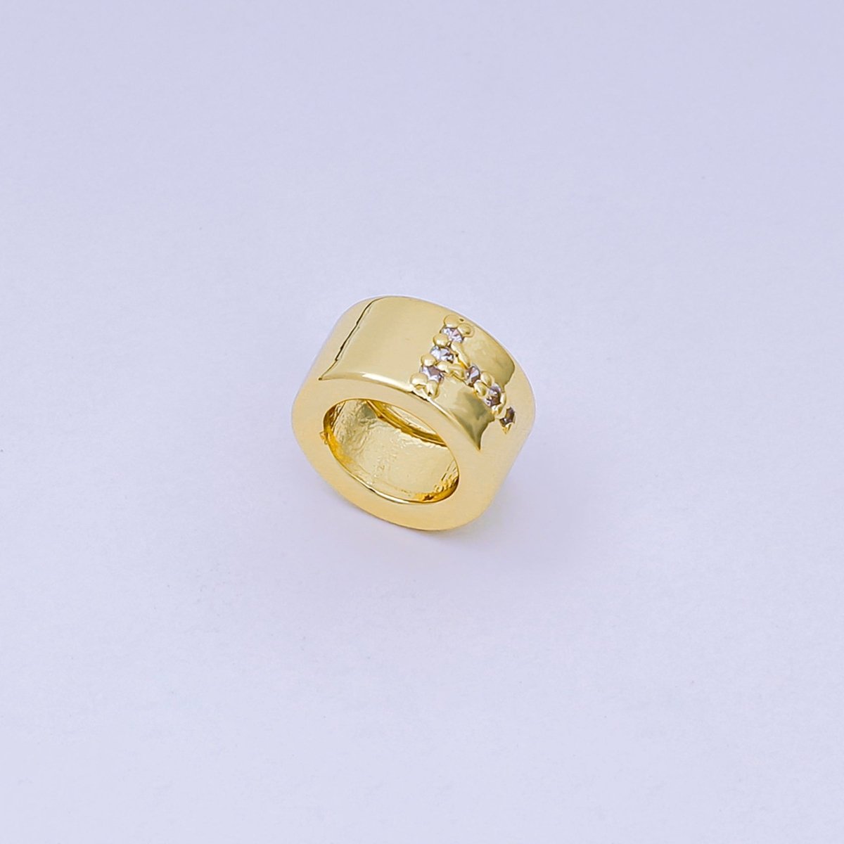 24K Gold Filled Micro Paved CZ Initial Letter Alphabet Rondelle 9mm Bead Spacer | AF - 053 - AF - 065 - DLUXCA