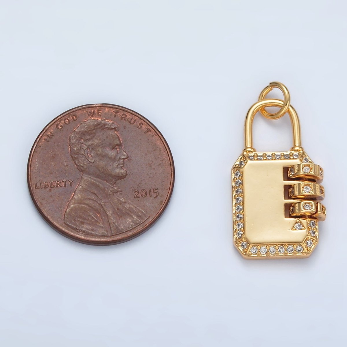 24K Gold Filled Micro Paved CZ Keylock Travel Charm | AG928 - DLUXCA