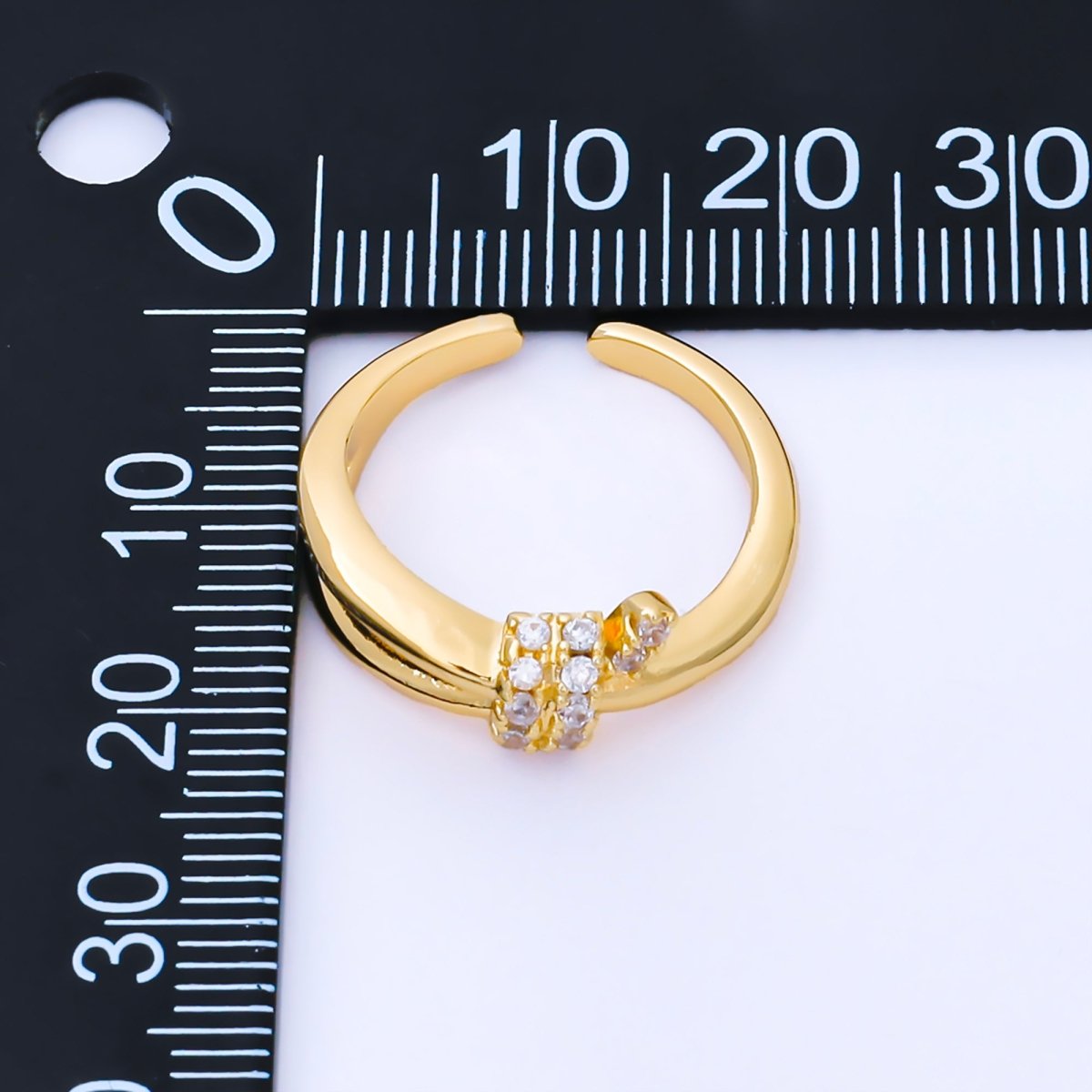 24K Gold Filled Micro Paved CZ Knot Double Band Ring | O1662 - DLUXCA