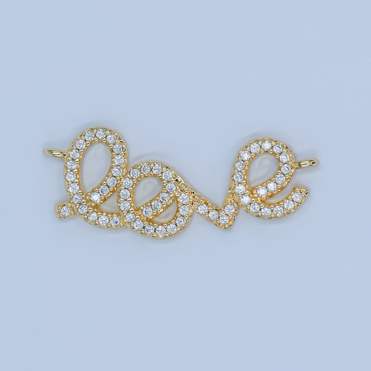24K Gold Filled Micro Paved CZ "LOVE" Cursive Script Connector | Y007 - DLUXCA