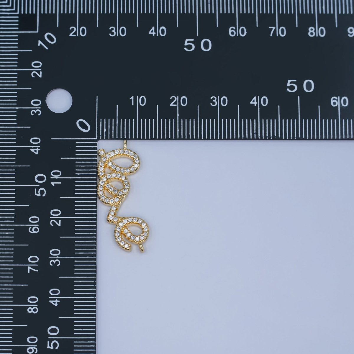 24K Gold Filled Micro Paved CZ "LOVE" Cursive Script Connector | Y007 - DLUXCA