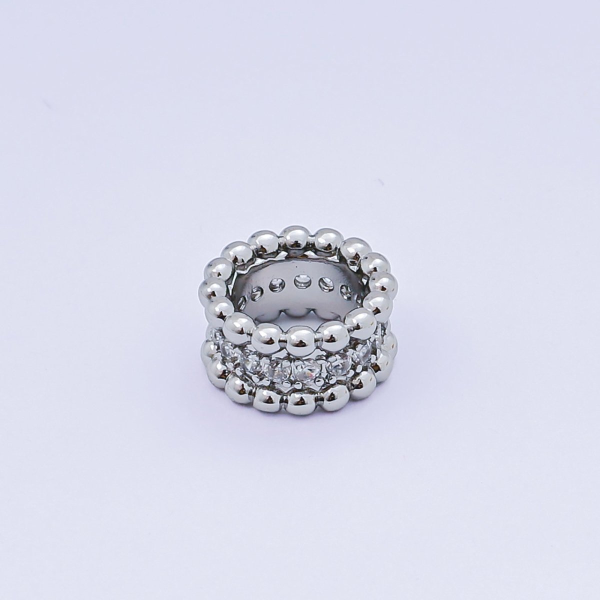 24K Gold Filled Micro Paved CZ Lunar Circle Orb Bead Spacer in Silver & Gold | B032 - DLUXCA