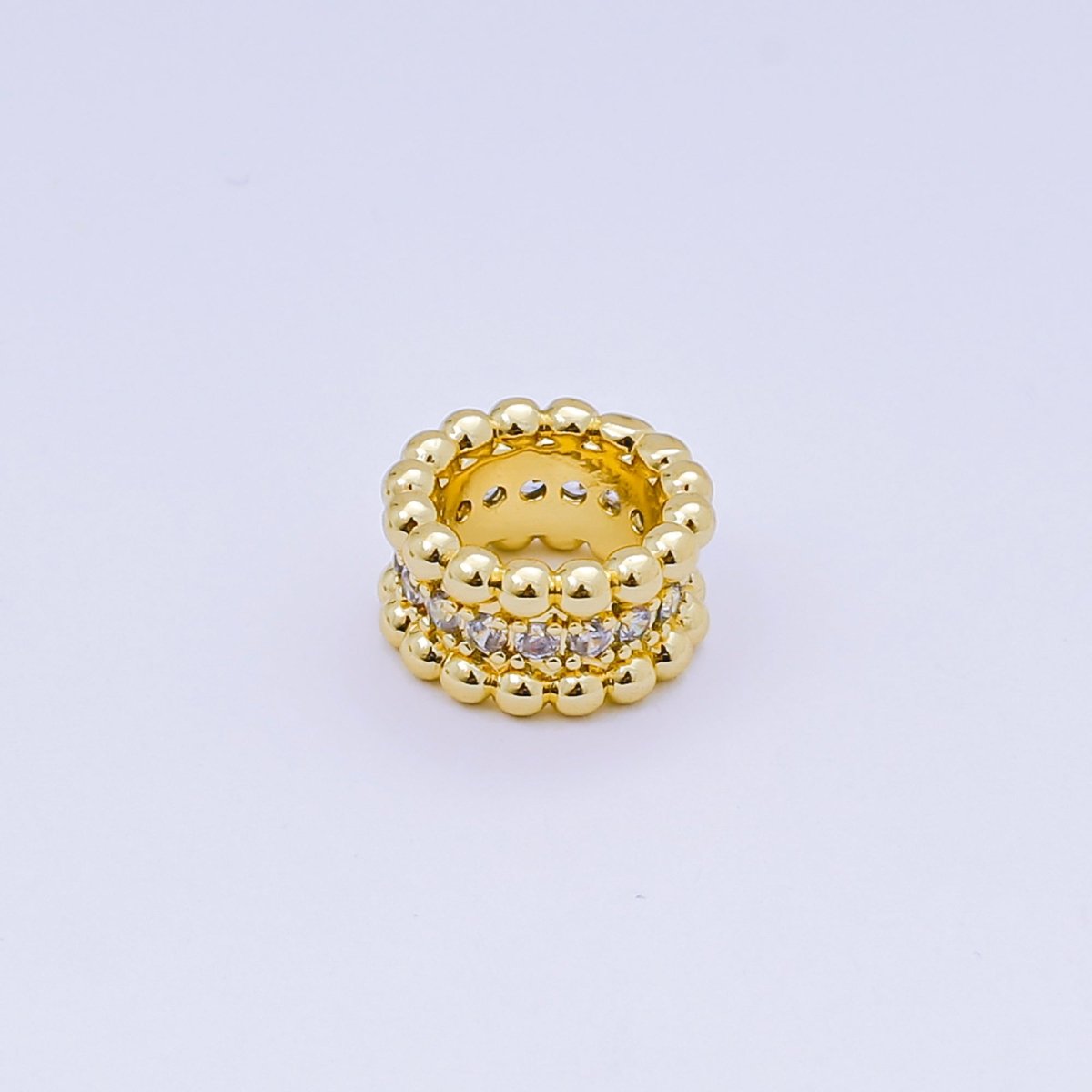 24K Gold Filled Micro Paved CZ Lunar Circle Orb Bead Spacer in Silver & Gold | B032 - DLUXCA