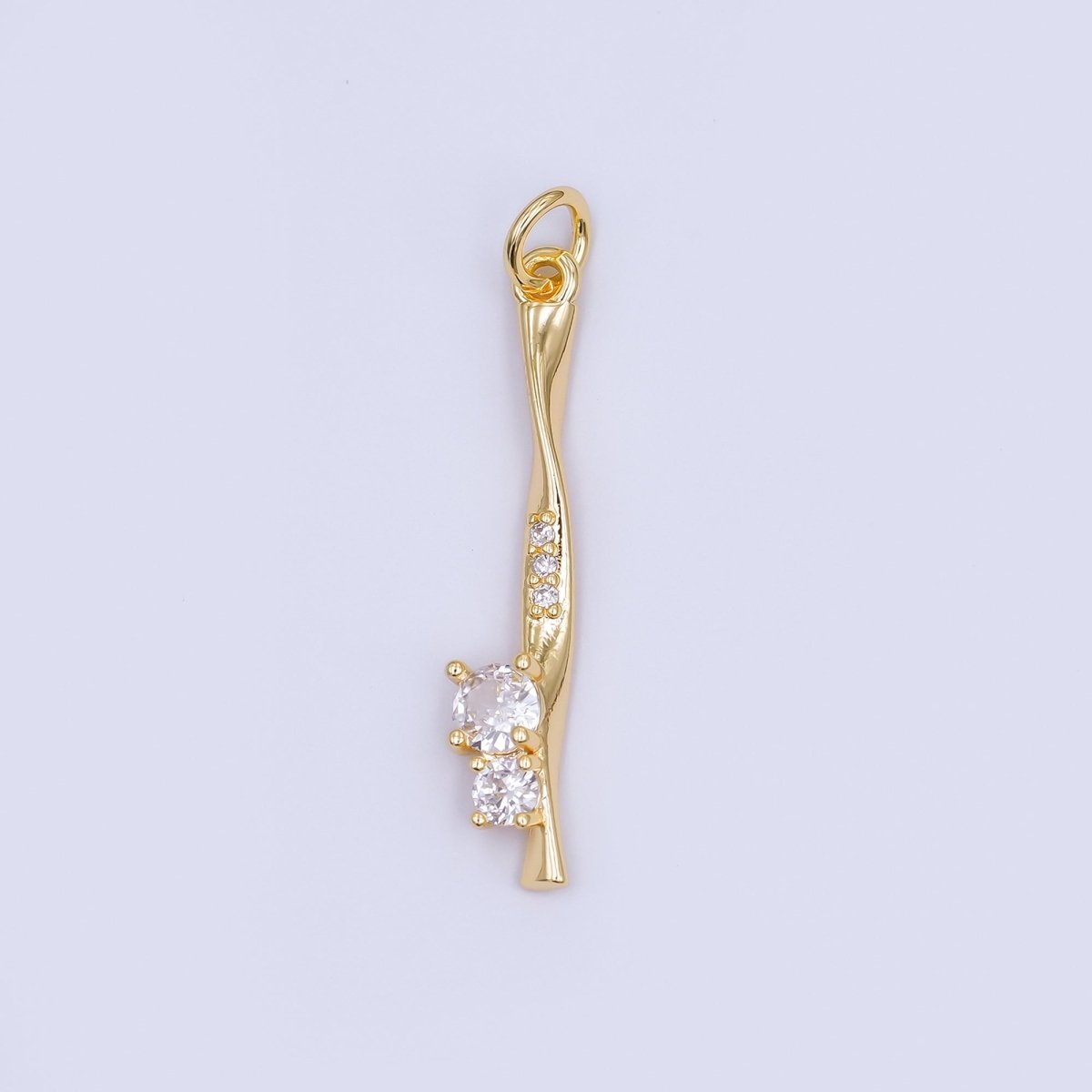 24K Gold Filled Micro Paved CZ Molten Drip Charm in Gold & Silver | AF469 - DLUXCA