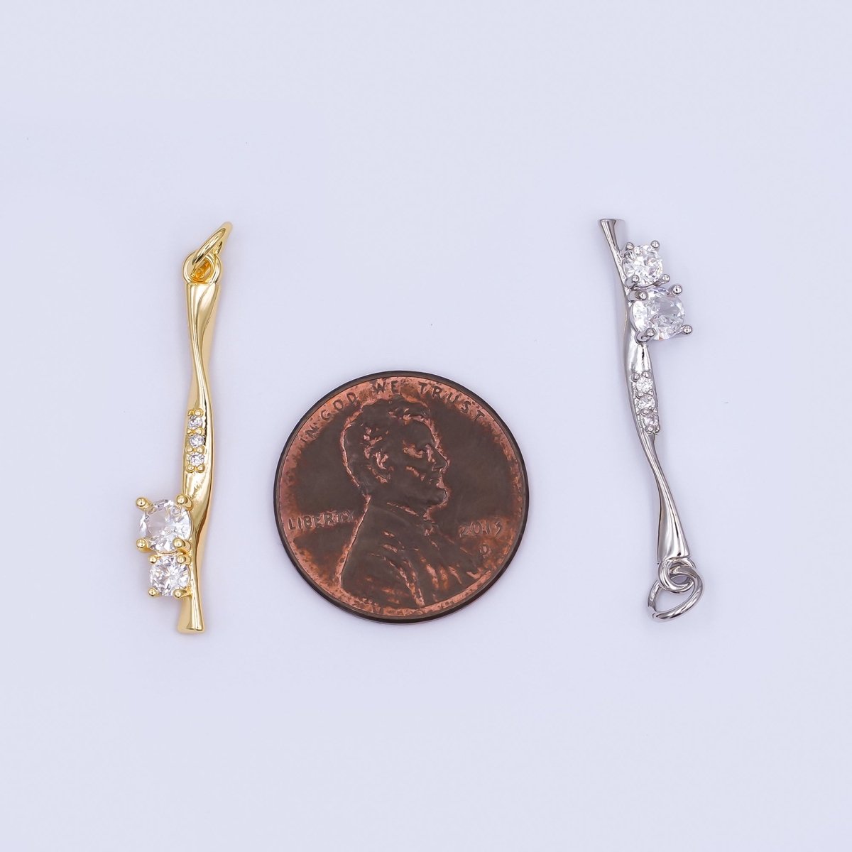 24K Gold Filled Micro Paved CZ Molten Drip Charm in Gold & Silver | AF469 - DLUXCA