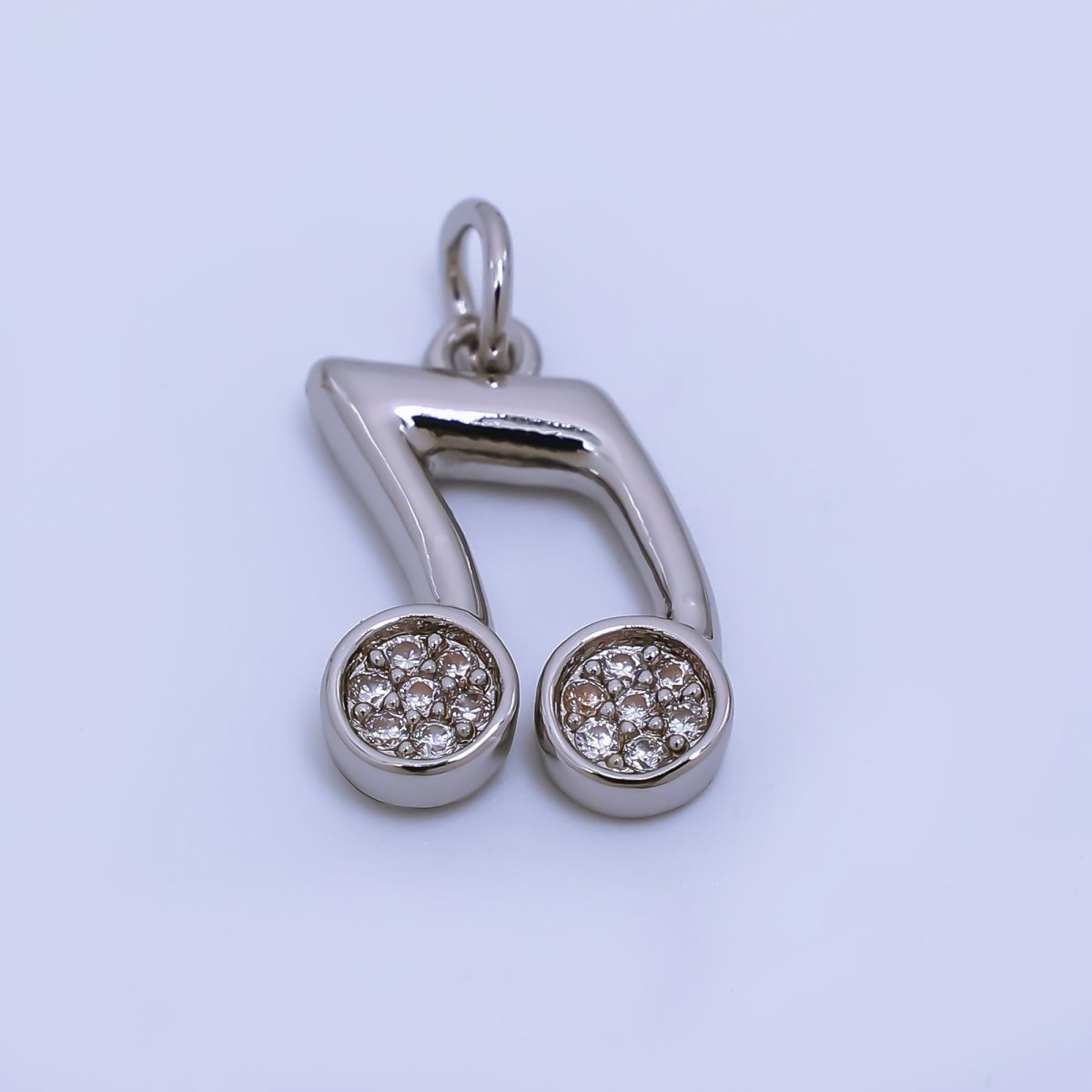 24K Gold Filled Micro Paved CZ Musical Note Charm in Gold & Silver | AJ372 - DLUXCA